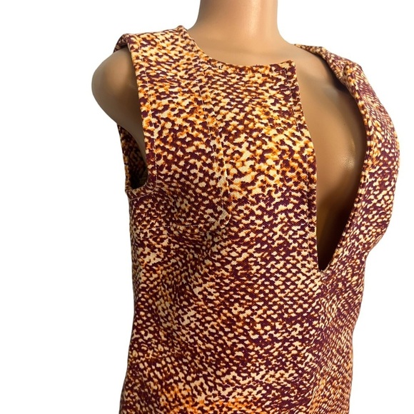 Just Cavalli Multicolor Canvas Plunge Neck Shift Dress - Picture 4 of 9